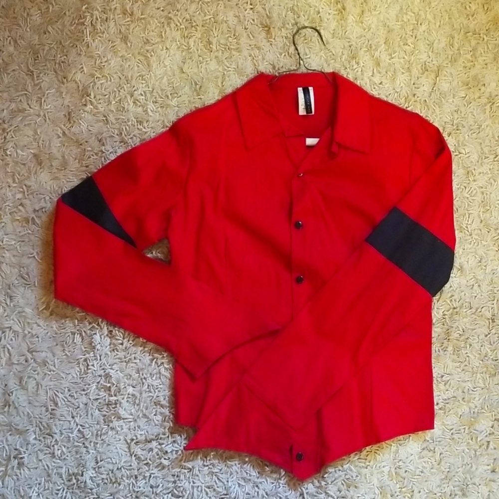 Red and Black Super Low Fat L Military Style Army Top